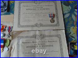 14 Decorations. 2 En Argent. + 2 Diplomes Chemin De Fer. Argent Et Vermeil