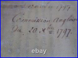 1797 Commission Anglaise Br His Excellency Lieutenant Général Cornelus CUYLER