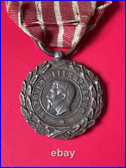 1859 NAPOLEON III médaille argent Campagne d'Italie signé Étoile 1er Type/HURE