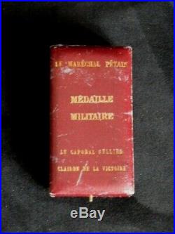 1918 Clairon Victoire Médaille Militaire Caporal SELLIER écrin Maréchal Pétain