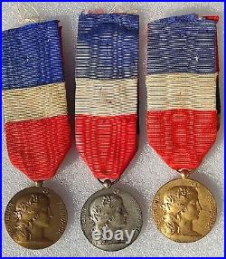 3 Medailles Travail Dont Rare Secretariat D'etat A La Production Industrielle