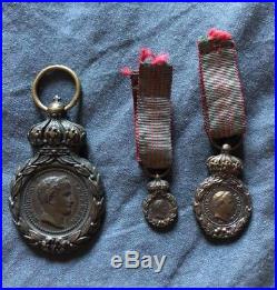 3 Médailles de Sainte Helene, taille ordonnance, demie taille et miniature