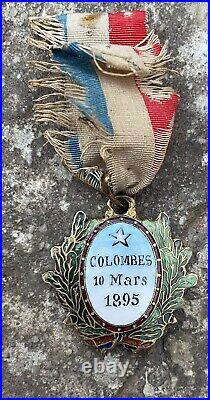 337r RARE MEDAILLE COLOMBES 10 MARS 1895 SPOET TRAPESE