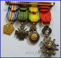 4 Médailles réductions Légion Honneur Blessés Croix guerre 1914-18 1870