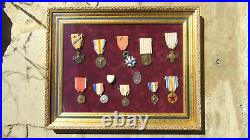 A1& Cadre avec médailles militaires de la guerre 14/18 french medal 1