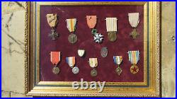 A1& Cadre avec médailles militaires de la guerre 14/18 french medal 1