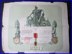 Ancien Brevet Diplôme Médaille officier Ordre Royal du Cambodge 1893