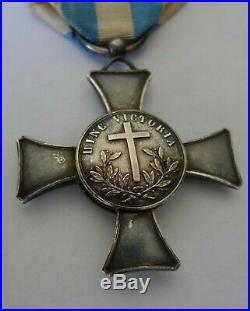 Ancienne Medaille Argent Croix La Bataille De Mentana 1867 États Pontificaux