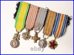 Ancienne série de 10 Médailles miniatures réductions dont deux broches militaire