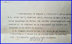 Antique Lettre document ambassade élection Sultan Ordre Ouissam Alaouite