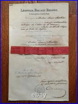 BELGIQUE LETTRE BREVET ORDRE DE SAINTE-ANNE 2ème CLASSE 1852 RUSSIE LÉOPOLD