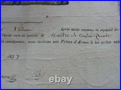 BREVET DE MAITRE CONTRE POINTE ESCRIME LOUIS-PHILIPPE 1er 67e DE LIGNE 1837