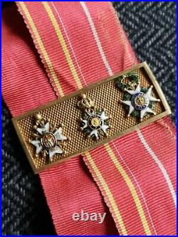 Barrette De Miniatures En Or Ordre Saint Louis Saint Ferdinand Legion D'honneur