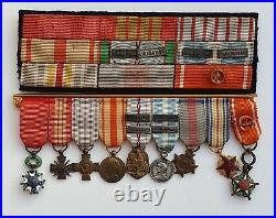 Barrette de 9 réductions 1939/45, coloniale, ouissam alaouite, Légion d'honneur