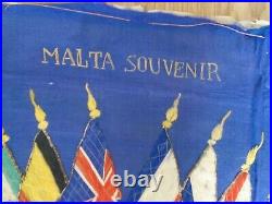 Base Marine De Malte. Ww1.1918. Belle Broderie Sur Soie. Souvenir