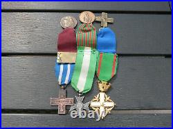 Beau placard 6 médailles italiennes WW1 et WW2 Italia medals set
