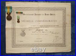 Bel ensemble Diplôme + Barrette + Médaille commémorative Silésie + Réduction