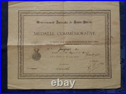 Bel ensemble Diplôme + Barrette + Médaille commémorative Silésie + Réduction