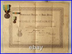 Bel ensemble Diplôme + Barrette + Médaille commémorative Silésie + Réduction