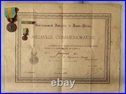 Bel ensemble Diplôme + Barrette + Médaille commémorative Silésie + Réduction