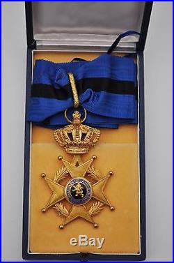 Belgique Croix de commandeur de l'ordre de Léopold II, légende bilingue