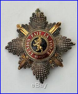 Belgique Ordre de Léopold, plaque de Grand Croix, militaire, signée Wolfers