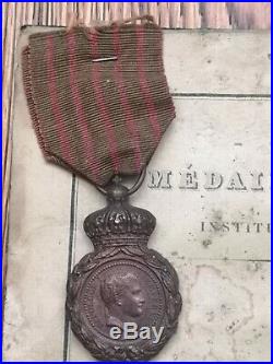 Brevet + 2 Médailles De Sainte Hélène 1857 #76019 Duc Plaisance Empire Napoléon