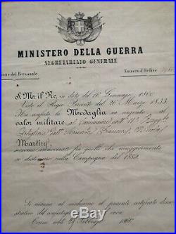 Brevet Médaille Al Valore Militare 1860 Second Empire Campagne D'italie