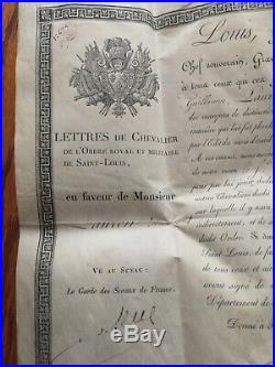 Brevet Ordre Militaire De Saint Louis 1820 Rang Chevalier Restauration