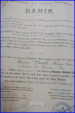 Brevet commandeur de l'Ordre du Ouissam Alaouite Chérifien 1937