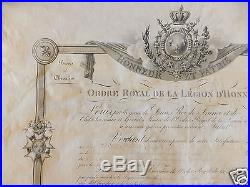 Brevet de Chevalier Légion d'Honneur 1816