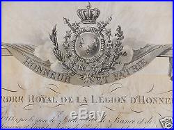 Brevet de Chevalier Légion d'Honneur 1816