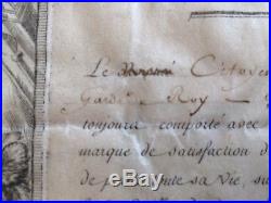 Brevet de Vétérance Cie CENT SUISSES Garde Royale Louis XVI 1792
