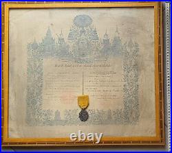 Brevet de médaille de l'ordre royal du mérite du Cambodge avec une médaille