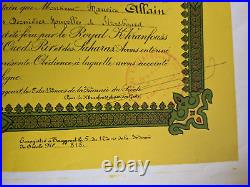 Brevet et citation de l'Ordre du Royal Khranfouss Touggourt 1936