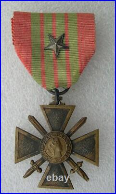 CROIX DE GUERRE 1939-1940 VARIETE avec BELIERE à ANNEAU medaille WWII 1 étoile