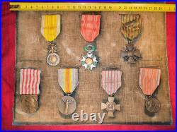 Cadre 7 médailles légion d'honneur méd. Militaire croix de guerre ww1 1914 18