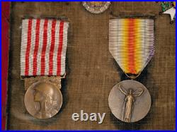 Cadre 7 médailles légion d'honneur méd. Militaire croix de guerre ww1 1914 18