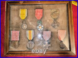 Cadre 7 médailles légion d'honneur méd. Militaire croix de guerre ww1 1914 18