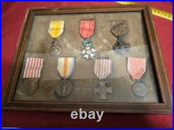 Cadre 7 médailles légion d'honneur méd. Militaire croix de guerre ww1 1914 18