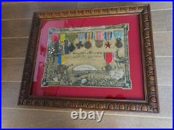 Cadre Militaire Avec 10 Medailles Guerre 1914-1918 Gaujoux Maurice