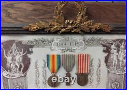 Cadre avec médailles militaires de la guerre 14/18