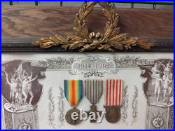 Cadre avec médailles militaires de la guerre 14/18
