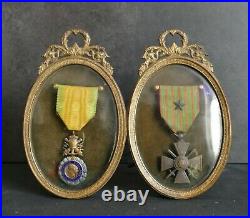 Cadre porte photo, présentoir à médailles, double style Empire Napoléon III
