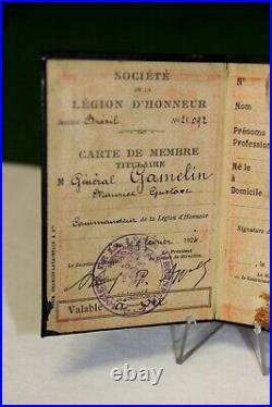 Carte De Commandeur De La Legion D Honneur Du General Gamelin 1924