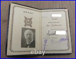 Carte identité obsolète du Sénat, Sénateur des Ardennes vers 1930
