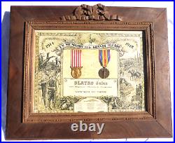 Certificat in memoriam 1914 Original WW1 Framed French Certificate with medals