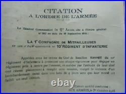 Citation ordre de l'armée 1 ére compagnie mitrailleuses 10 éme RI VERDUN 1916