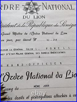 Colin Powell Grand Officier ordre du Lion du Senegal attributed / attribué