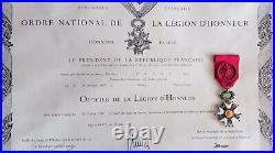 Corse Diplôme ordre national de la Legion d'honneur avec sa médaille